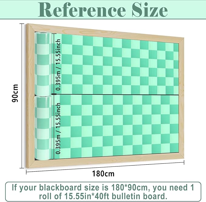 Green Checked Bulletin Board Roll Green Reusable Waterproof Erasable Background Wrinkle Resistant Poster Non-Woven Fabric Bulletin Board Roll for Spring Classroom Decor Wrap Paper Crafts 15.55" x40ft