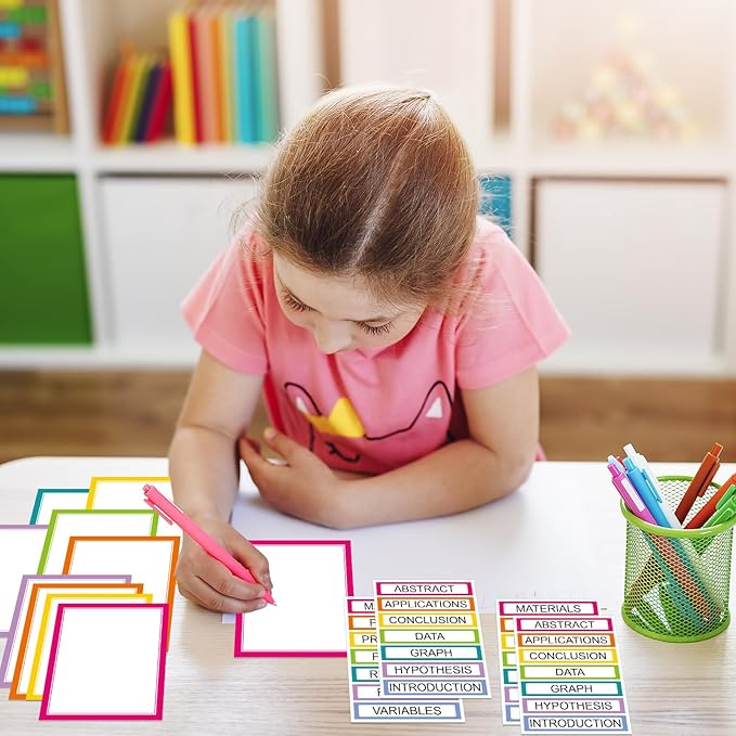 24 Sheets Science Board Supplies 18 Self Adhesive Presentation Science Subtitles & 6 Project Titles Board Sticker for School Office Supplies(Neon Color)