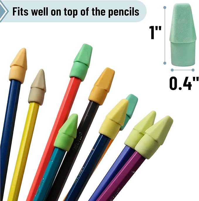 Mr. Pen- Pencil Erasers Toppers, 500 Pack, Colorful, Latex Free, No Smudge, Mr Pen Erasers for Pencils