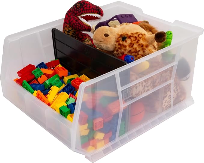Akro-Mils 30289 Super-Size AkroBins Plastic Storage Bins, Space-Saving Stackable Bins for Garage, Classroom, Warehouse Organization, 24" L x 18" W x 12" H, Clear, 1-Pack
