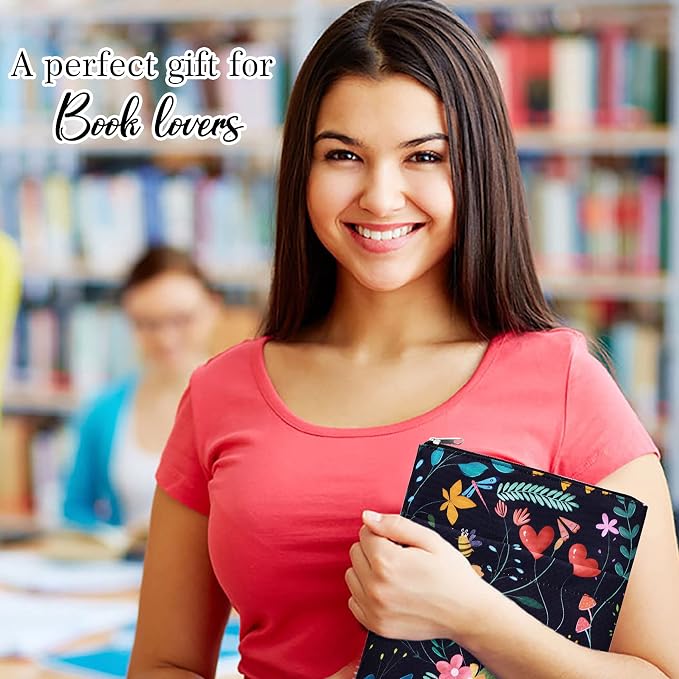 Book Sleeve for Book Lovers, Bookish Book Protector, Book Covers for Paperbacks, Washable Fabric, Book Sleeves with Zipper, Medium 11 Inch X 8.7 Inch