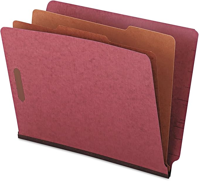 Universal 10315 Pressboard End Tab Classification Folders, Letter, Six-Section, Red, 10/Box