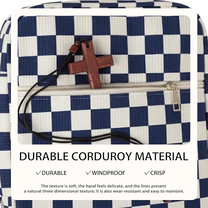 Bible Cover Case for Women Corduroy Bible Case for Girls Large Bible Cover with Handle Bible Study Supplies Accessories Christian Gifts for Women (Purple-Checkered, Medium)