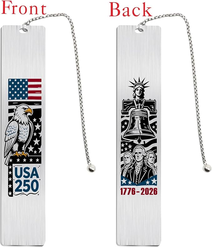 USA 250th Anniversary Merchandise Bookmark, 1776-2026 American 250 Anniversary Flag Hat Stuff Book Mark, Patriotic Gift for Book Lovers, Fourth of July Present