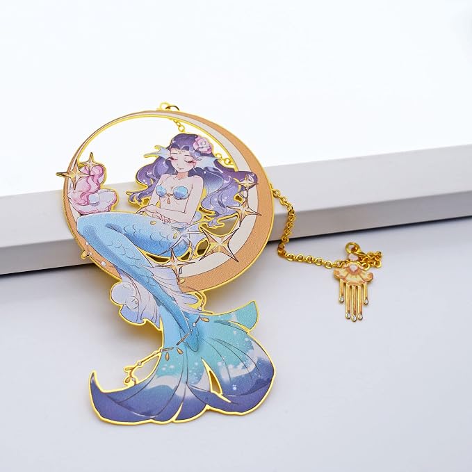 BLBMH Cute Metal Bookmarks for Women Girls Book Lovers Anime Bookmark Mermaid Gifts for Readers Best Friends -M6