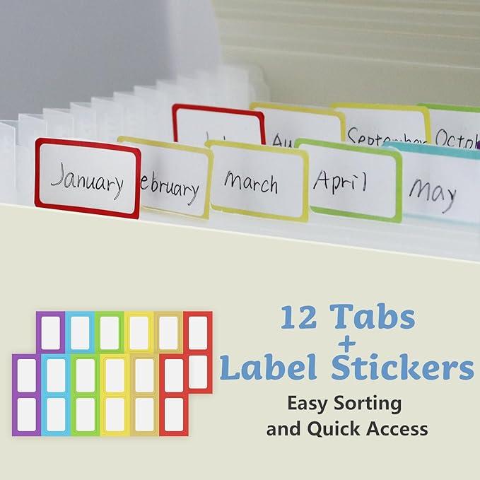 2 Pack 4x6 Inch Index Card Holder Organizer Box 3x5 Inch Flash Note Card File Box Recipe Storage Case with 13+13 Expandable Pocket and Label Sticker Large Capacity Coupon Receipt Organizer Book