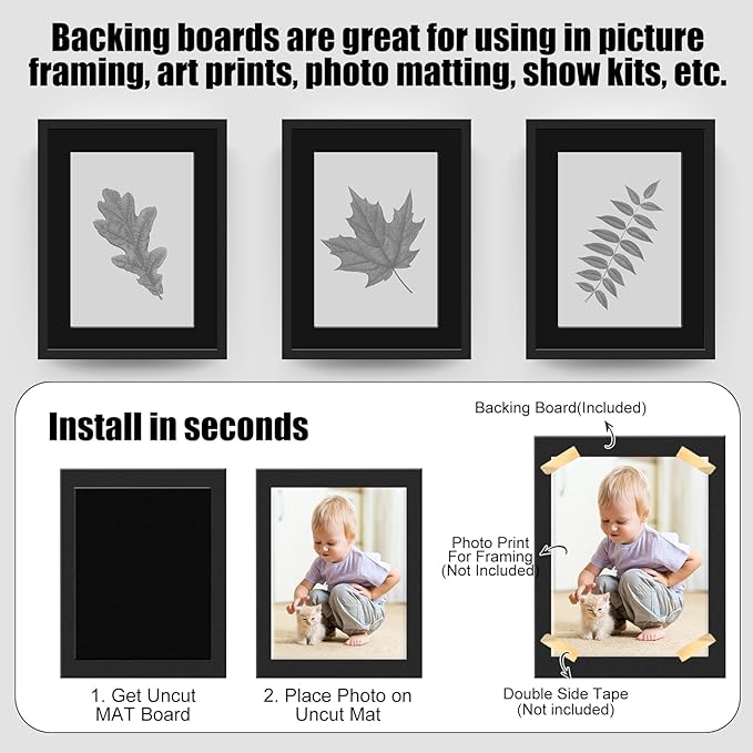 Frienda Foam Boards Thickness Foam Poster Boards for Presentation Board for School Crafts Office Art Projects (11 x 14inch,Black,50 Pack)