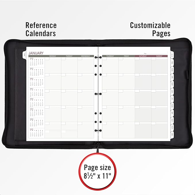 AT-A-GLANCE Day Runner Deco Slim Profile Starter Set, Undated, 3 Rings, Size 5, 8-1/2 x 11", Black (207-0386)