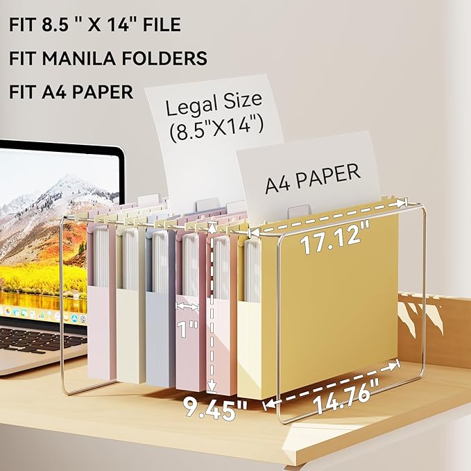Ansook 12 Pack Hanging File Folders, Plastic 1 Inch Expansion Legal Size File Folders with Adjustable Tabs, Assorted Colors Hanging Organizers for Filing Cabinet, Home Office Law Firm Document Storage