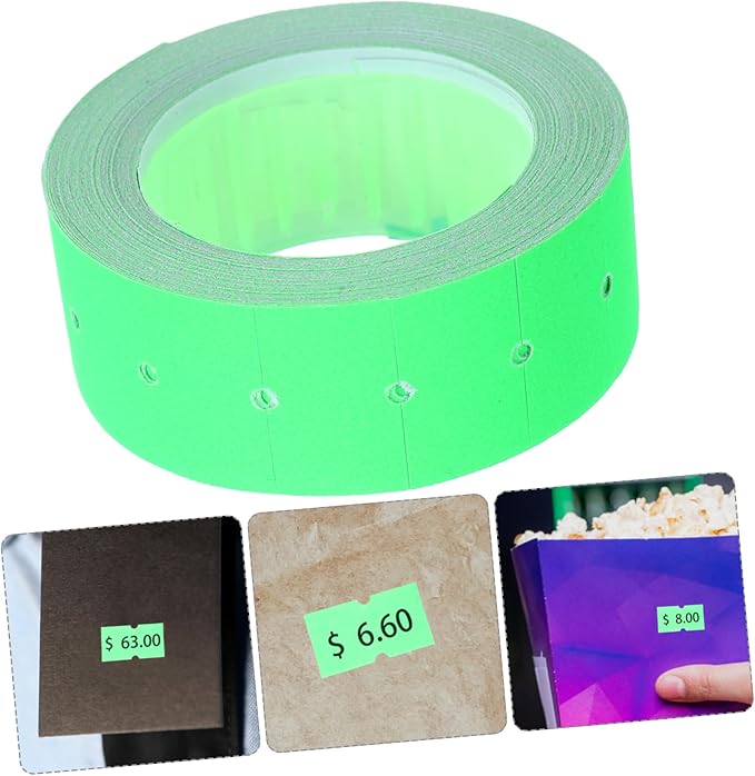 VILLCASE 5000pcs Self-Adhesive Price Tag Paper for Retail Fluorescent Pricing Labels Marking Paper for Supermarket Tagging for Product Display and Organization