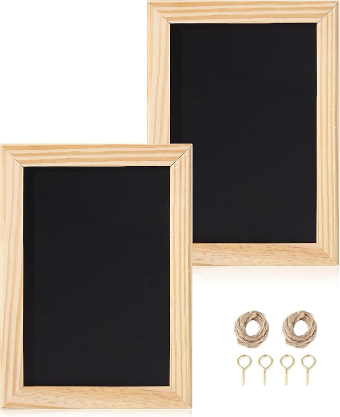 2 Pack Mini Chalkborad Signs Small Chalk Boards with Unfinished Wood Frame,4 x 6 Inch