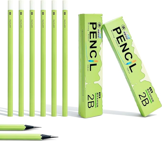 M&G Wood-Cased 2B Thick Core Pencils, 3.5MM Lead, 30 Count Green Barrel Black Wood, Hexagonal Bulk Pencils for School or Office, Unsharpened, No Eraser, Anti-Bite Tip, for Writing, Drawing, Sketching