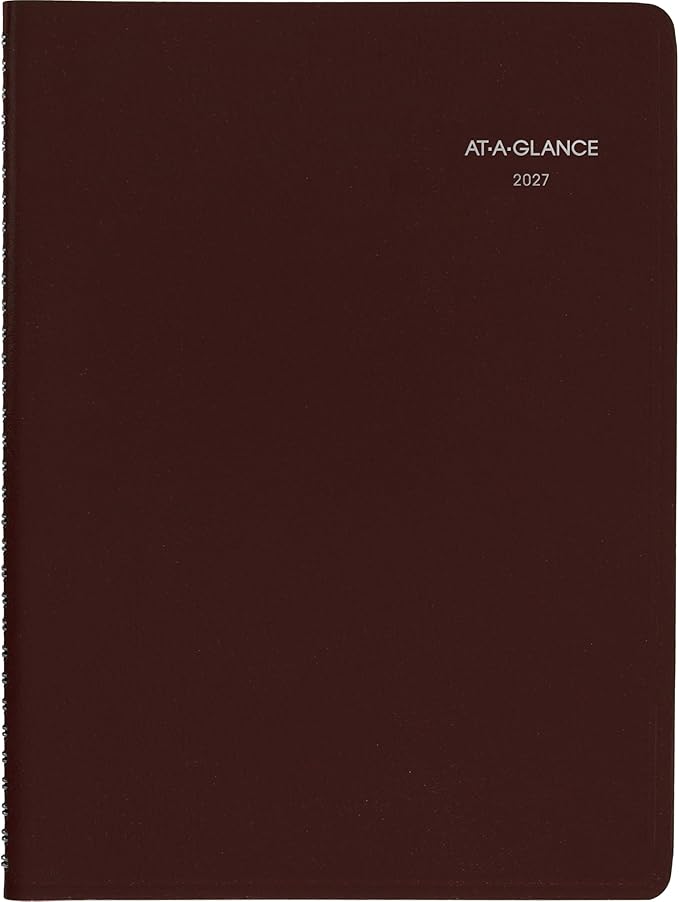 AT-A-GLANCE 2027 Appointment Book Planner, Weekly, 8" x 11", Quarter-Hourly, DayMinder, Burgundy (G5201427)
