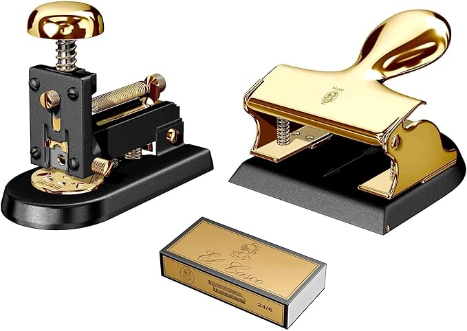 El Casco M1 Stapler and Hole Punch Gift Set -Black/Gold
