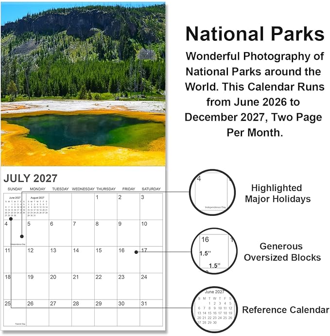 2026-2027 Calendar for Wall, Calendar 2026-2027 from June 2026 - December 2027, 12" x 24" Opened 19 Months Calendar, Full Page Months Thick & Sturdy Paper