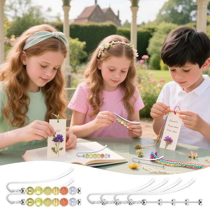 24 Pcs Beadable Bookmarks DIY Metal Bookmark Bar, Metal Beadable Blank Bar Beaded Bookmark Craft Jewelry Pendant DIY Modern, Charm Gifts for Book Lovers, Students, Teachers Office Supplies (Silver)