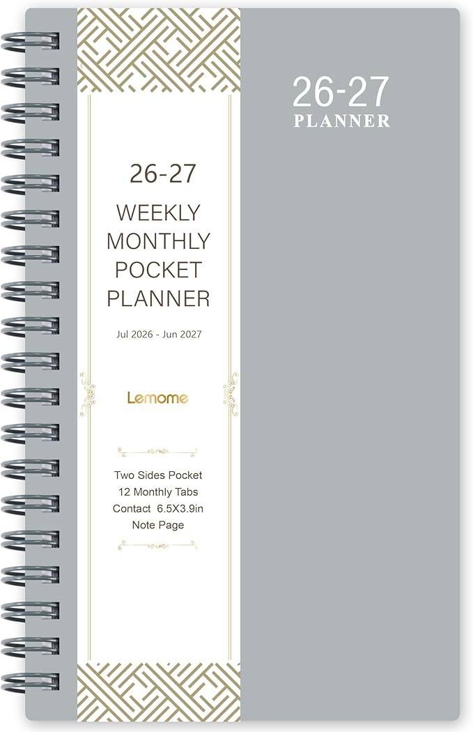 2026-2027 Pocket Calendar/Planner - Weekly & Monthly Pocket Planner for Purse, Jul. 2026 - Jun. 2027, 6.8" x 4.1", Strong Twin - Wire Binding, Plastic Cover