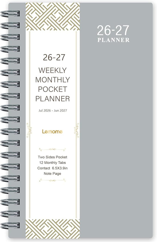 2026-2027 Pocket Calendar/Planner - Weekly & Monthly Pocket Planner for Purse, Jul. 2026 - Jun. 2027, 6.8" x 4.1", Strong Twin - Wire Binding, Plastic Cover