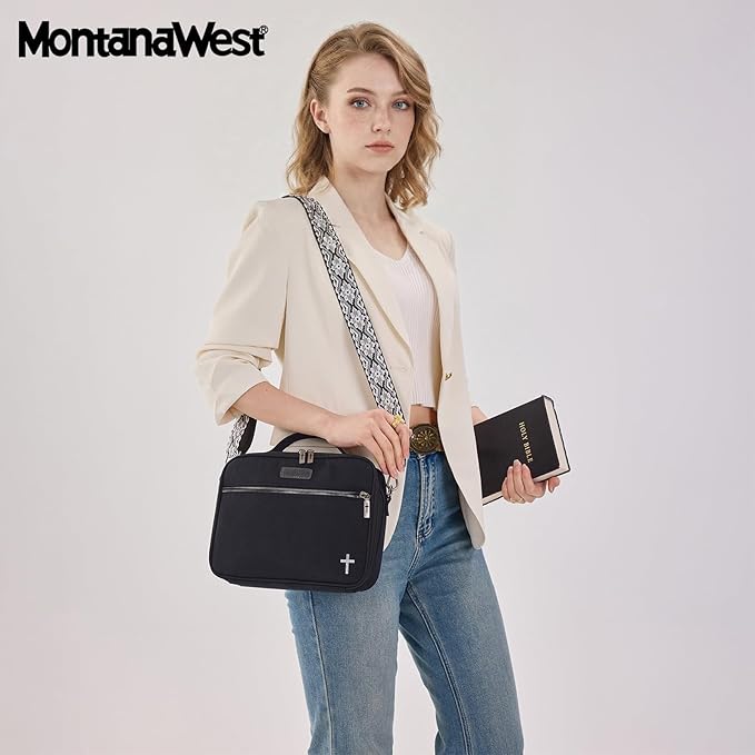 Montana West Bible Covers for Women Men with Leather Bookmark Carrying Book Case Church Bag Outdoor Protective