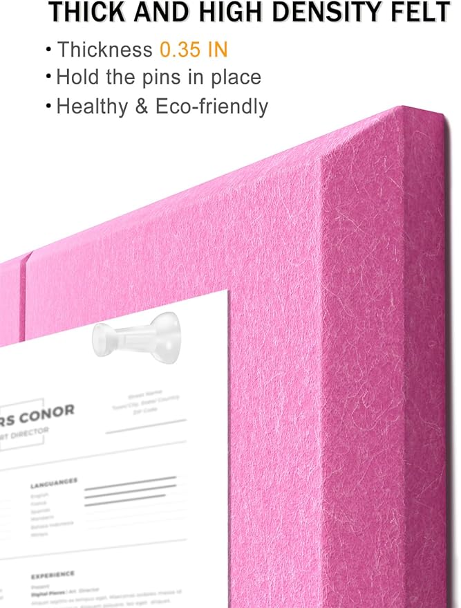 Hsurbtra Large Cork Board for Wall 36 x 24 Inch, 6 Pack Felt Bulletin Notice Board with Pushpins for Office Home School Farmhouse Wall Decor, Pink