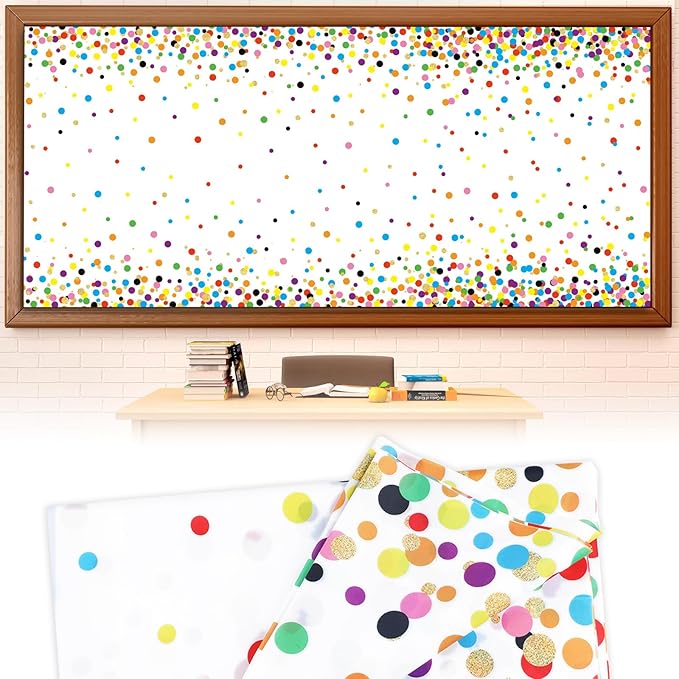 CHUNNIN Confetti Fabric Bulletin Board Decoration Colorful Dots Bulletin Board Background Creative Classroom Decor Arts Crafts Classroom Home Wall Decor Education Back to School Display Supplies