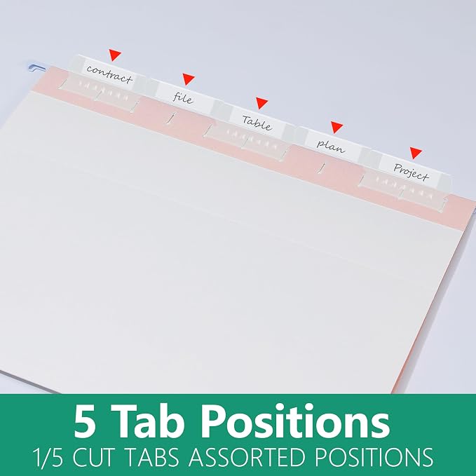 pmybupo Hanging File Folders,25 Pack Pink Folders,Reinforced Hang Folders Letter Size,Adjustable 1/5-Cut Tabs,Designed for Bulky Files,Filing Cabinet
