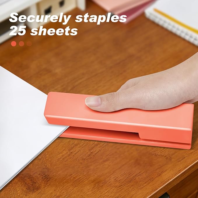 Stapler 25 Sheet Capacity with 830 Staples and Staple Remover, Full Strip Staplers for Desk, No Jam, Non-Slip for Office & School, Orange