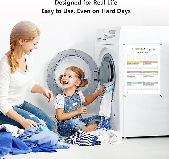 ADHD Cleaning Planner for Adults Women – Reusable Laminated Deep Clean Checklists, Gentle Daily & Weekly Cleaning System, 100 GSM No-Bleed Paper, Waterproof PVC Cover, Spiral Bound Calendar Planner for Overwhelmed Homes