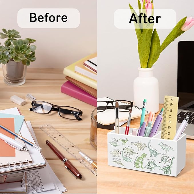 Boys Dinosaur Pen Pencil Holder for Desk, Kids Dino Office Desk Accessories, Dinosaur Pen Holders Organizer for Kids BoysKids Boys Toddler Room Classroom Bathroom Nursery Playroom