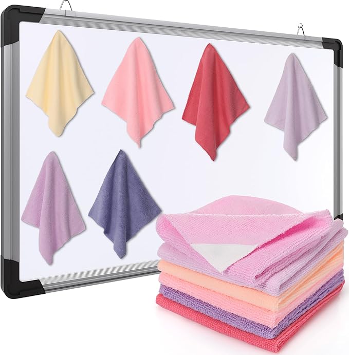 Fanfanwin 6 Pack Magnetic Microfiber Cleaning Cloth, Colorful Whiteboard Dry Erase, Magnetism Whiteboard Eraser for Blackboards Classroom Chalkboards Washable Home Office 10'' x 10''(Pink Color)