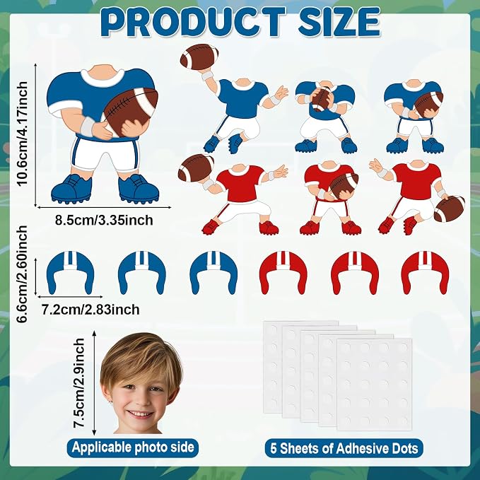 60Pcs Football Player Paper Cutouts Sport Bulletin Board Decoration Football Players DIY Photo Craft Cutout Sports Theme Classroom Supplies for Teacher Student Back to School Chalkboard Wall Decor