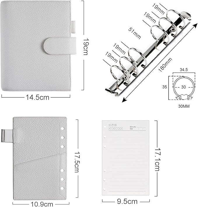 Moterm Personal Luxe Rings Planner - Genuine Leather Binder Organizer (30mm Ring, Pebbled-Cream)