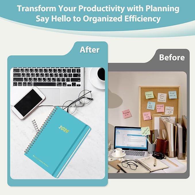 2026 Planner, Weekly and Monthly Calendar Planning Agenda, Jan 2026 - Dec 2026, Academic Planner Book, Desk Accessories and Office Supplies for women & men - A5 (6.3'' x 8.5'')