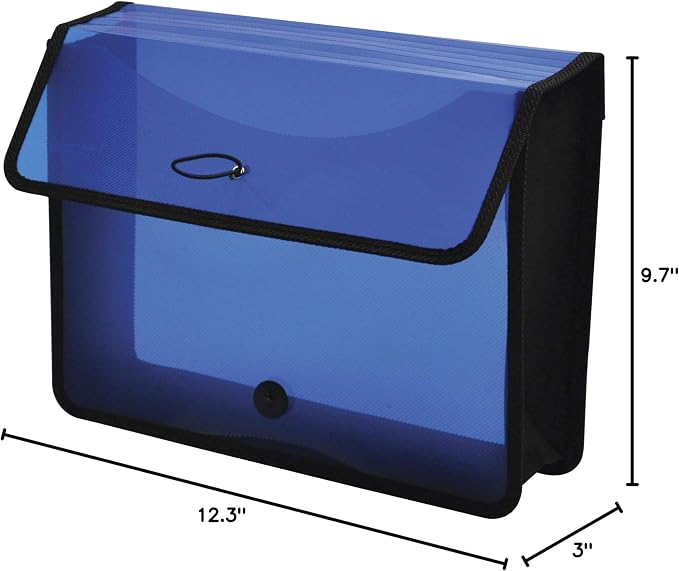 Lion Expand-N-File Poly Expanding Wallet, Letter (9-1/2 inch x 12 inch), 3 inch Gusset, Transparent Blue, 1 Wallet (48160-BL)