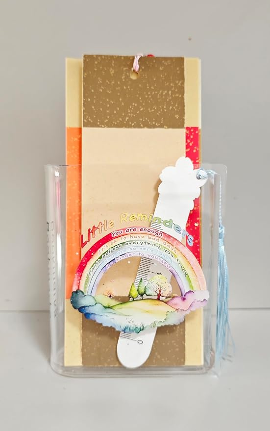 Book Shaped Bookmark Holder, Reading Accessories Gift for Book Lovers, Women, Librarians (Rainbow)
