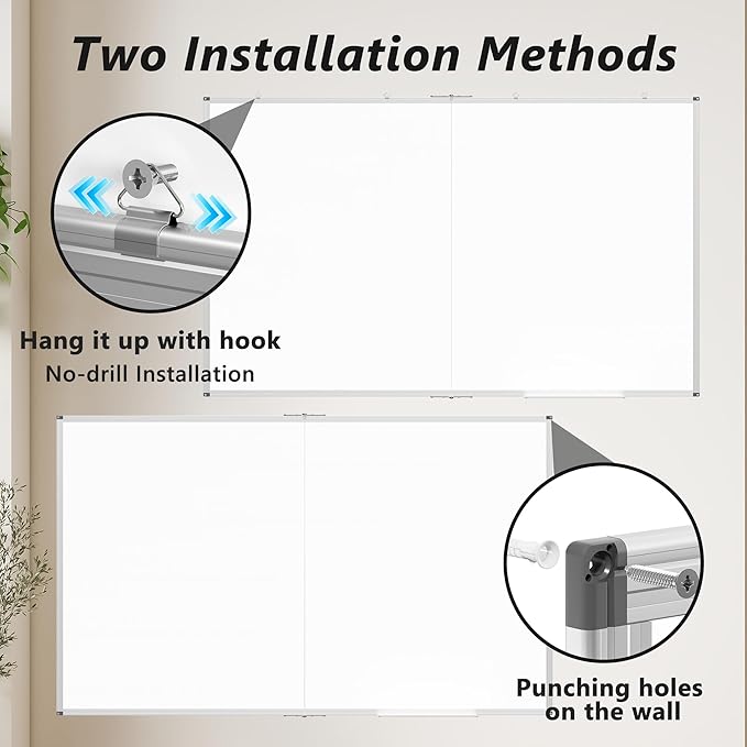 Magnetic White Board Dry Erase Board for Wall, 60" x 36" (5' X 3') Wall-Mounted Large Giant Whiteboard for School, Classroom, Office & Home