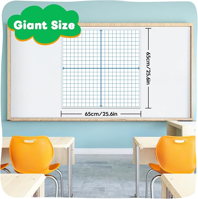 Giant Magnetic XY Coordinate Graph Grid Paper,Dry Erase Chart Paper for Whiteboard Homeschool Teacher Must Haves,Math Classroom Teaching Supplies Math Manipulatives