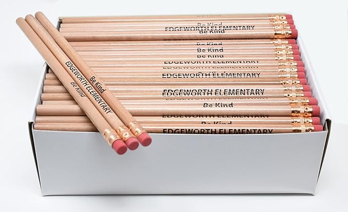 Pencil Guy Promotional Personalized Imprinted Natural Round Pencils.-500 per box. 19 colors to choose from!