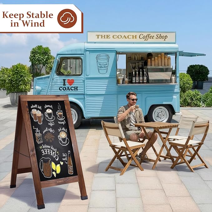 Large Sandwich A-Frame Chalkboard Sign - 40 x 20 Inches Magnetic Wooden Chalk Board for Sidewalk, Stand up Double-Sided Outdoor Easel Display for Restaurant Cafe Shop Wedding Party or Business