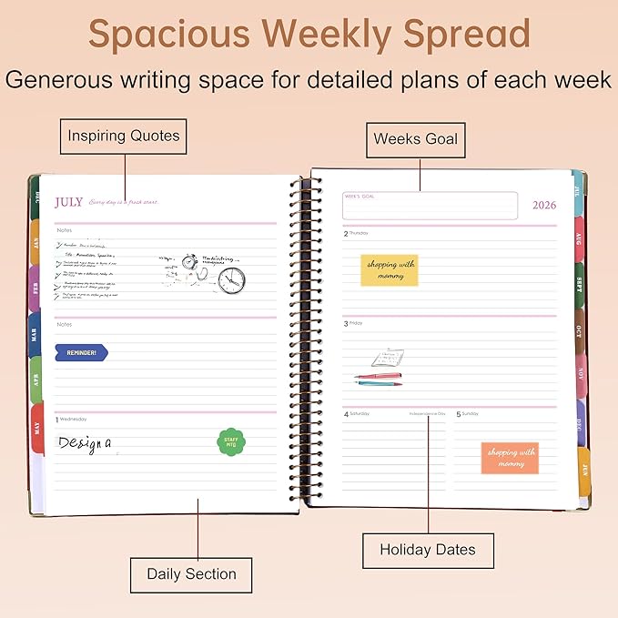 Yoment Planner 2026-2027 Weekly and Monthly 8.5"x11" Large Hardcover Planner from Jul 2026 - Dec 2027 18 Months Calendar Planners for Women Men Yearly Agenda Daily Weekly Planning with Tabs, Tree