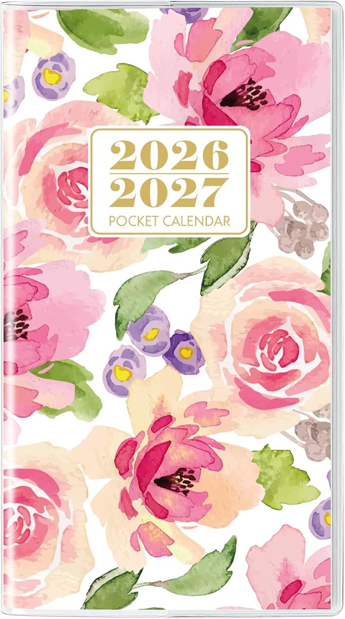 Pocket Calendar 2026-2027, Purse Monthly Planner 2026-2027 - 6.7" x 3.7" - Runs from Janury 2026 Until December 2027, Pocket Planner 2026-2027 with PVC Cover for Planning, Organizing and Office