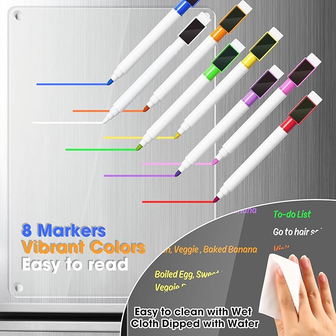 Acrylic Dry Erase Board Whiteboard for Fridge Meal Planner Menu Board for Kitchen Grocery to do List Shopping List Family Dinner Refrigerator Chore Chart Chore Board Clear Planning Board