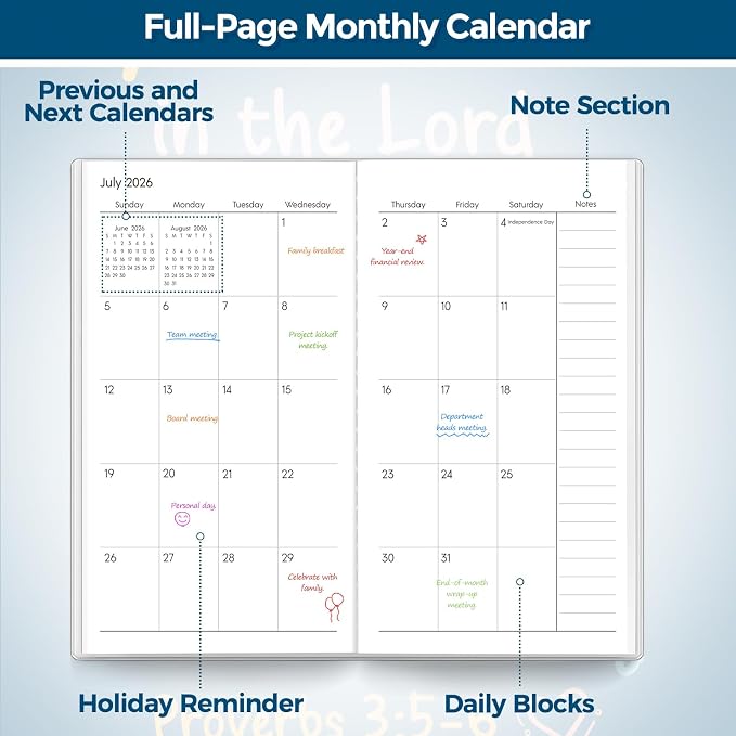 SKYDUE Pocket Calendar 2026-2028, Pocket Monthly Planner Jul 2026 - Dec 2028 for Purse, 6.7" X 3.8" 30-Month Small Planner, Academic Year Calendar, Compact Design with Plastic Sleeve