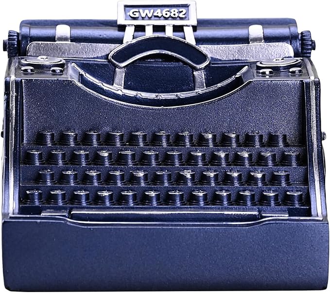 Retro Typewriter Pen Holder Vintage Desk Accssories Unique Cool Gifts for Writer Typewriter Lovers and Secretary Cute Funny Pencil Cups for Office Home School (Blue)