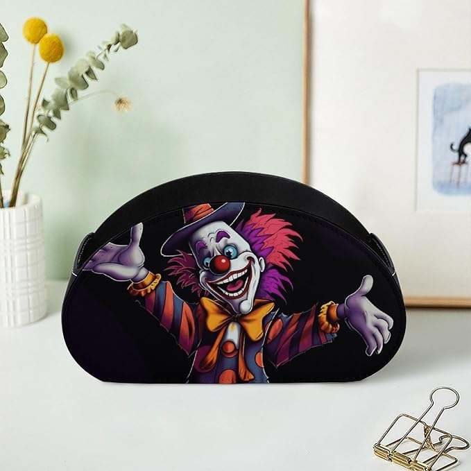 Cute Cartoon Clown Remote Control Holder TV Remote Caddy with 5 Compartments PU Leather Storage Box Stylish Desk Organizer for TV/DVD/Accessories Desk Office Supplies Home