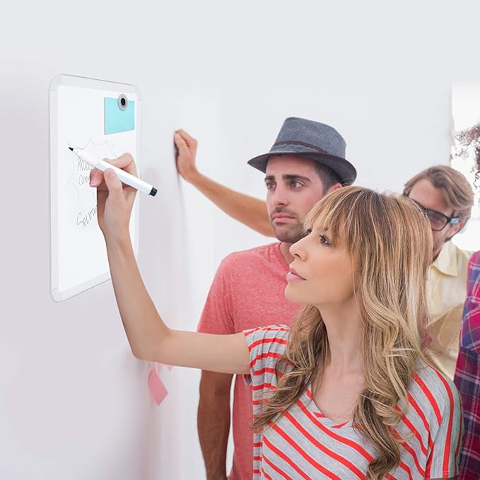 Magnetic Dry Erase Board for School Locker, 8.5" x 11", White-Framed with Marker and 2 Magnets - Small Whiteboard for School, Home, Office, Travel