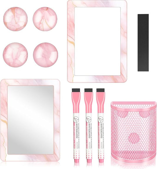 Denylo pro Pink Magnetic Locker Marble Theme Accessories Kit Include Back to School Essentials for Back to School Decorations Office Supplies