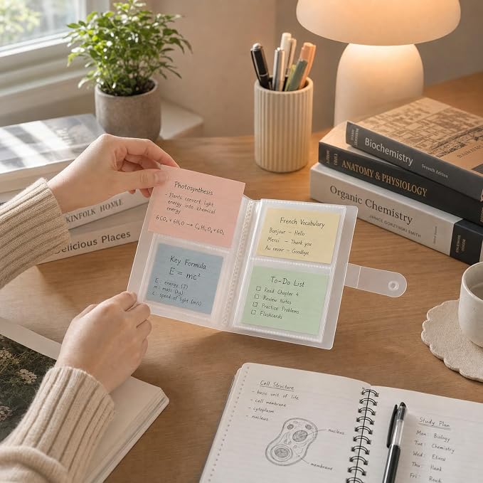 4x6 Index Card Holder Organizer - Clear Card Binder for Flashcard, Notecard and Recipe Card Storage, 50 Sheets Plastic Sleeves Indexcard Booklet Folder, Stores Up to 200 Cards