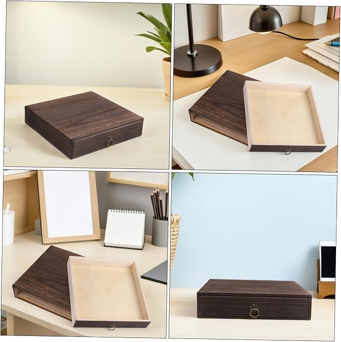 SHINEOFI 2pcs Rustic Wooden Desktop Storage Drawers, Single-layer Tabletop Organizer Box for Desk Supplies, Jewelry, and Small Items, Home Office Desk Storage Solution