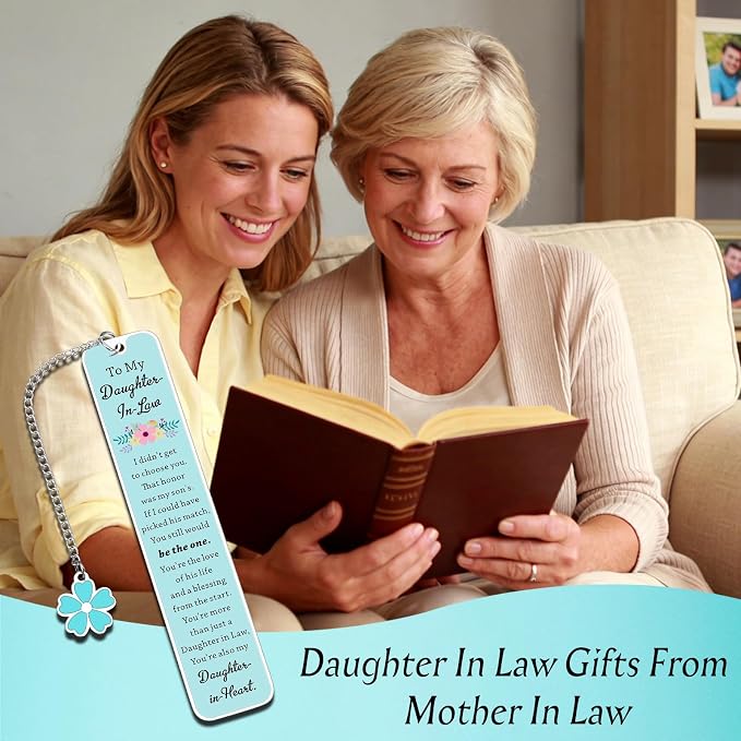 Future Daughter in Law Gifts from Mother in Law Daughter in Law Bookmark Birthday Wedding Gift for Daughter-in-Law Christmas Bridal Shower Gifts for Bride Book Lovers Stocking Stuffers Metal Bookmarks